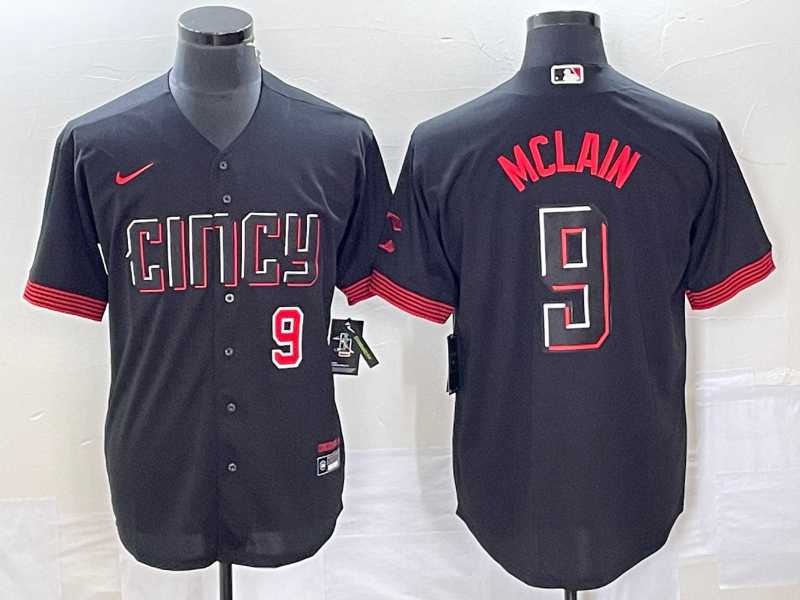Mens Cincinnati Reds #9 Matt McLain Number Black 2023 City Connect Cool Base Stitched Jerseys->cincinnati reds->MLB Jersey